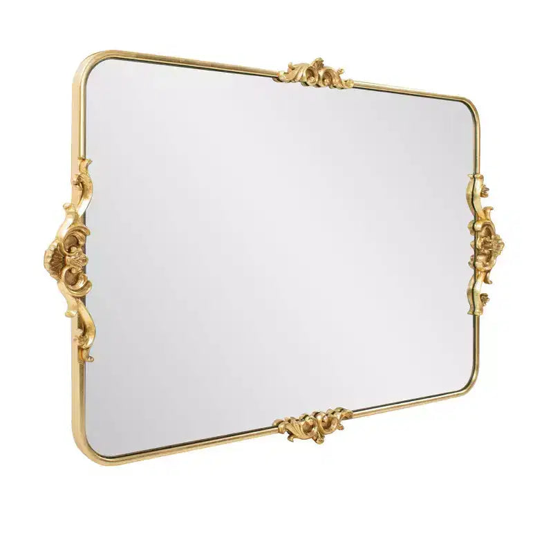 Miroir de courtoisie rectangulaire Howard Elliott 26"x40" Wanstead Park doré à la feuille d'or