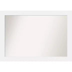 41" x 29" Non-Beveled Corvino White Wood Wall Mirror - Amanti Art: Modern Rectangle, Includes Mounting Hardware
