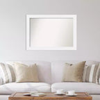 Miroir mural Corvino blanc en bois non biseauté de 41 po x 29 po - Amanti Art : Rectangle moderne, fixation incluse