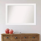 Miroir mural Corvino blanc en bois non biseauté de 41 po x 29 po - Amanti Art : Rectangle moderne, fixation incluse