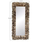 Miroir mural grand cadre bois flotté Storied Home Naturel : d'inspiration côtière, rectangulaire, bois et verre, 24"x52.5"