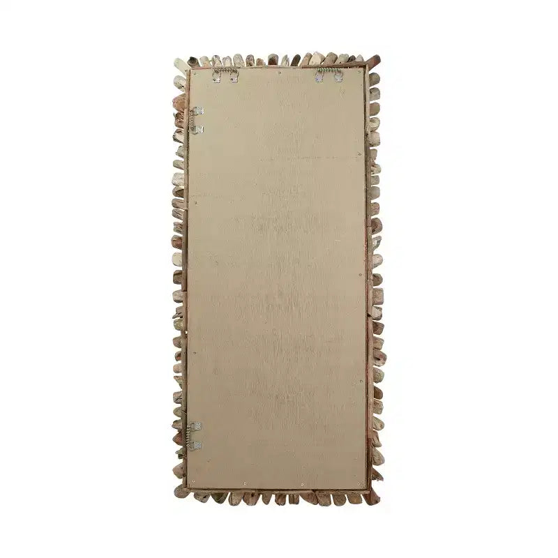 Miroir mural grand cadre bois flotté Storied Home Naturel : d'inspiration côtière, rectangulaire, bois et verre, 24"x52.5"