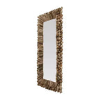 Miroir mural grand cadre bois flotté Storied Home Naturel : d'inspiration côtière, rectangulaire, bois et verre, 24"x52.5"
