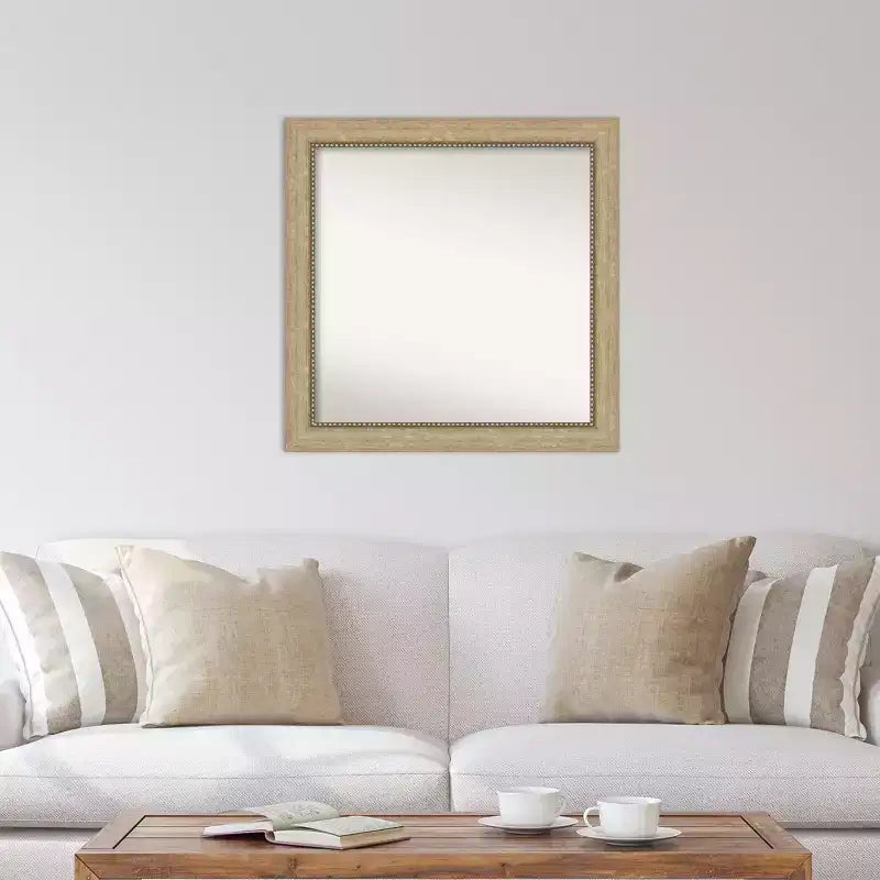 Miroir mural non biseauté Astor Champagne 31 po x 31 po - Amanti Art : Carré moderne encadré, quincaillerie de montage incluse