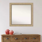 Miroir mural non biseauté Astor Champagne 31 po x 31 po - Amanti Art : Carré moderne encadré, quincaillerie de montage incluse