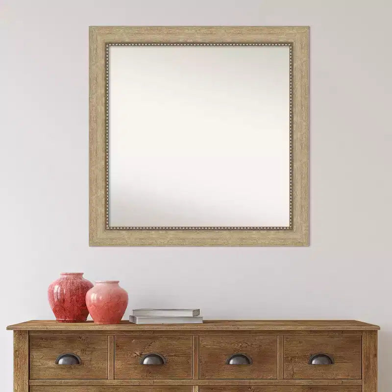 Miroir mural non biseauté Astor Champagne 31 po x 31 po - Amanti Art : Carré moderne encadré, quincaillerie de montage incluse