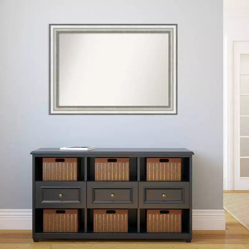 Miroir mural argenté de 41 po x 29 po sans biseau - Amanti Art
