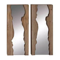 Contemporary Wood Wall Mirror Set of 2 Brown - Olivia & May: Handmade Rectangular Live Edge, No Assembly Required