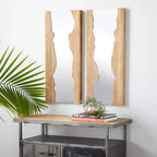 Lot de 2 miroirs muraux contemporains en bois marron – Olivia & May : rectangulaire fait main, bord brut, aucun assemblage requis