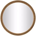 32"x32" Wooden Handmade Woven Checkered Wall Mirror Brown - Olivia & May