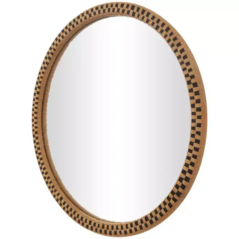 Miroir mural à carreaux tissé à la main en bois 32"x32" marron - Olivia & May