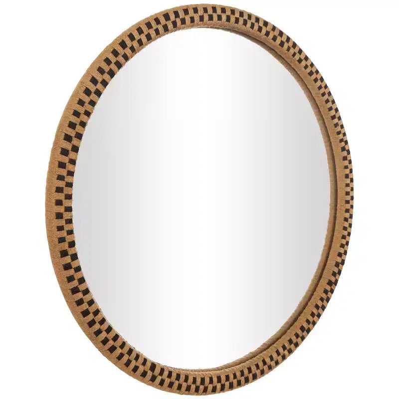 Miroir mural à carreaux tissé à la main en bois 32"x32" marron - Olivia & May