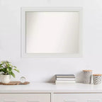 Miroir mural étroit Flair Soft White non biseauté de 32" x 26" - Amanti Art : Rectangle moderne, cadre en polystyrène, quincaillerie de montage incluse