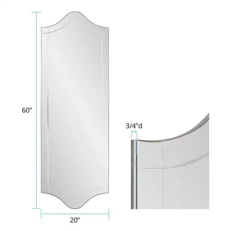 Miroir mural Howard Elliott 60"x20" pleine longueur sans cadre Collection Whitby : Rectangle moderne, aucun assemblage requis, montage MDF