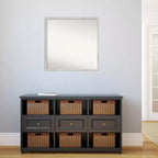 Miroir mural en bois argenté Svelte non biseauté de 28 po x 28 po – Amanti Art : Carré moderne, quincaillerie de montage incluse