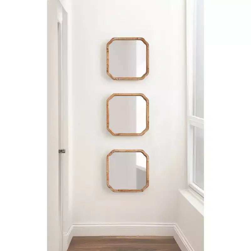 Kate & Laurel All Things Decor, ensemble de 3 miroirs muraux en bois Marston, brun