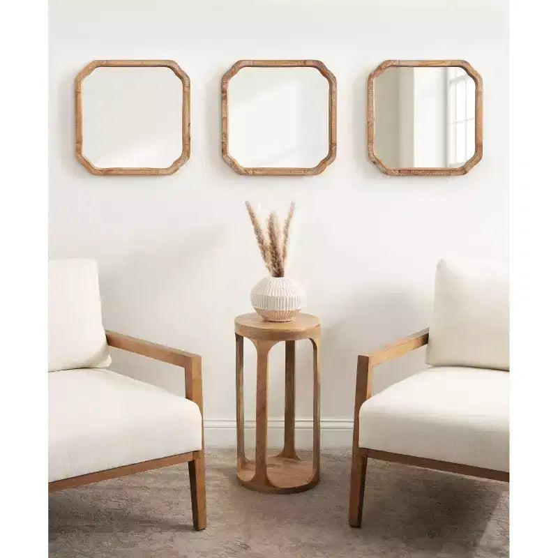 Kate & Laurel All Things Decor, ensemble de 3 miroirs muraux en bois Marston, brun