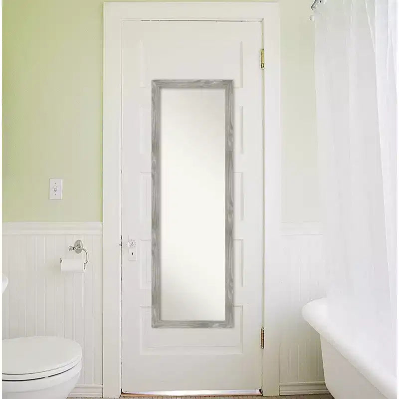 Miroir de porte pleine longueur carré 17" x 51" non biseauté Gris tourterelle - Amanti Art : Cadre en polystyrène, montage mural ou sur porte