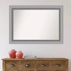 Miroir mural poli en nickel Amanti Art, 42 po x 30 po, à sommet sans biseau : Comprend le matériel de montage, Style moderne