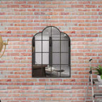Miroir mural en métal inspiré des vitres de fenêtre avec dessus cintrés et clous noir - Olivia & May