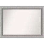 Amanti Art 41"x29" Non-Beveled Elegant Bathroom Wall Mirror Brushed Pewter : Includes Mounting Hardware, Polystyrene Frame