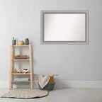 Amanti Art Miroir mural de salle de bain élégant, sans biseau, 41 x 29 po, étain brossé : Comprend le matériel de montage, cadre en polystyrène