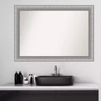 Amanti Art Miroir mural de salle de bain élégant, sans biseau, 41 x 29 po, étain brossé : Comprend le matériel de montage, cadre en polystyrène