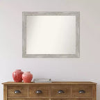 Miroir mural étroit de salle de bain 32" x 26" Dove non biseauté Gris délavé - Amanti Art : Quincaillerie de montage incluse