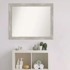 Miroir mural étroit de salle de bain 32" x 26" Dove non biseauté Gris délavé - Amanti Art : Quincaillerie de montage incluse