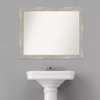 Miroir mural étroit de salle de bain 32" x 26" Dove non biseauté Gris délavé - Amanti Art : Quincaillerie de montage incluse