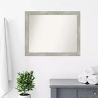 Miroir mural étroit de salle de bain 32" x 26" Dove non biseauté Gris délavé - Amanti Art : Quincaillerie de montage incluse
