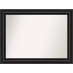 44" x 33" Non-Beveled Colonial Black Wall Mirror - Amanti Art: Modern Rectangle, Includes Mounting Hardware