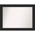44" x 33" Non-Beveled Colonial Black Wall Mirror - Amanti Art: Modern Rectangle, Includes Mounting Hardware