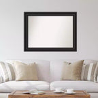 Miroir mural colonial noir non biseauté 44" x 33" - Amanti Art : Rectangle moderne, Fixations incluses