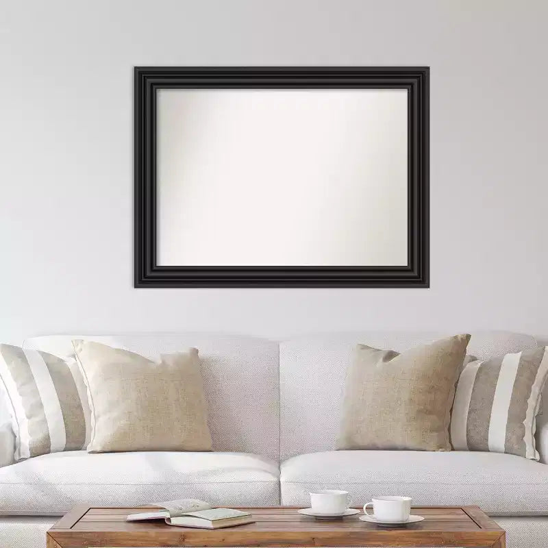 Miroir mural colonial noir non biseauté 44" x 33" - Amanti Art : Rectangle moderne, Fixations incluses