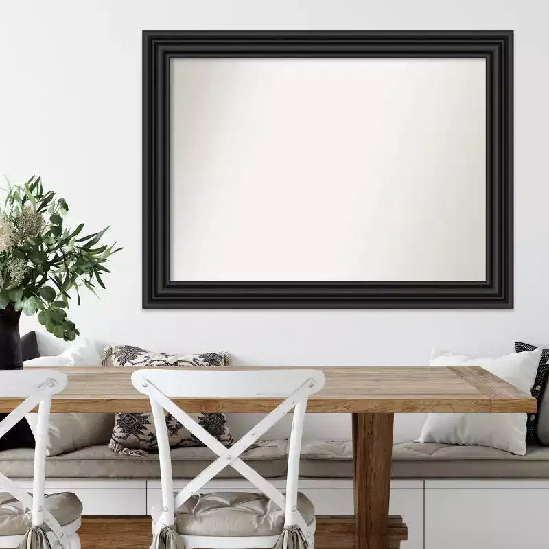 Miroir mural colonial noir non biseauté 44" x 33" - Amanti Art : Rectangle moderne, Fixations incluses