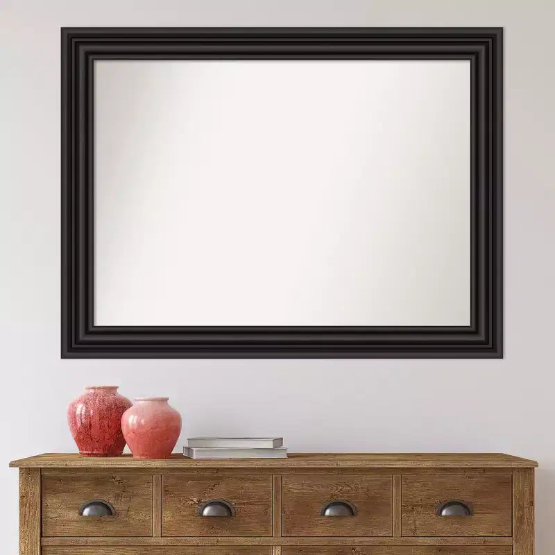Miroir mural colonial noir non biseauté 44" x 33" - Amanti Art : Rectangle moderne, Fixations incluses