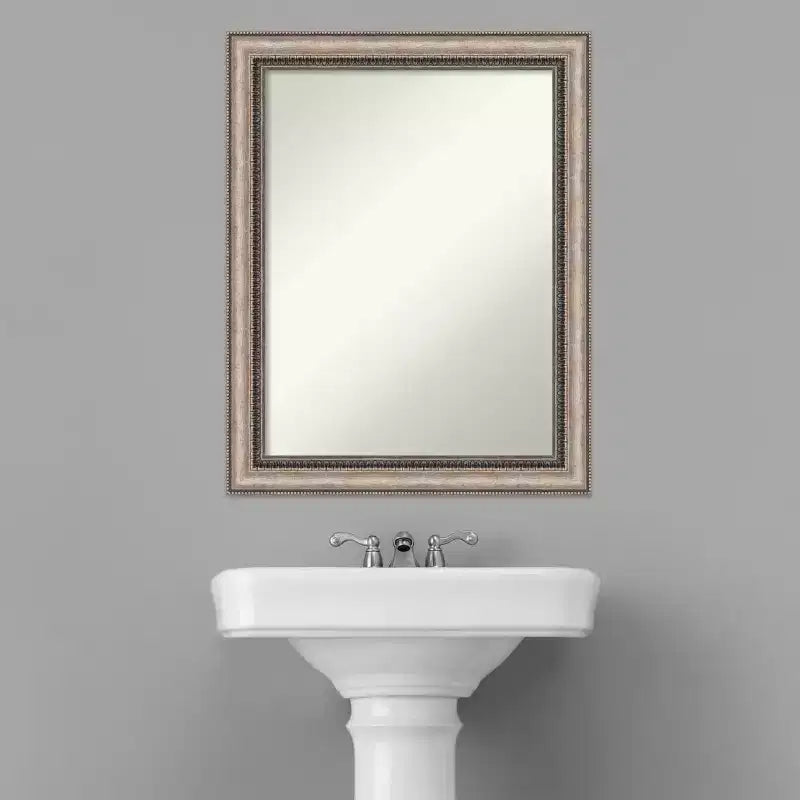Miroir mural orné Lyla de 22 po x 28 po sans biseau avec cadre, argent - Amanti Art : Quincaillerie de montage incluse