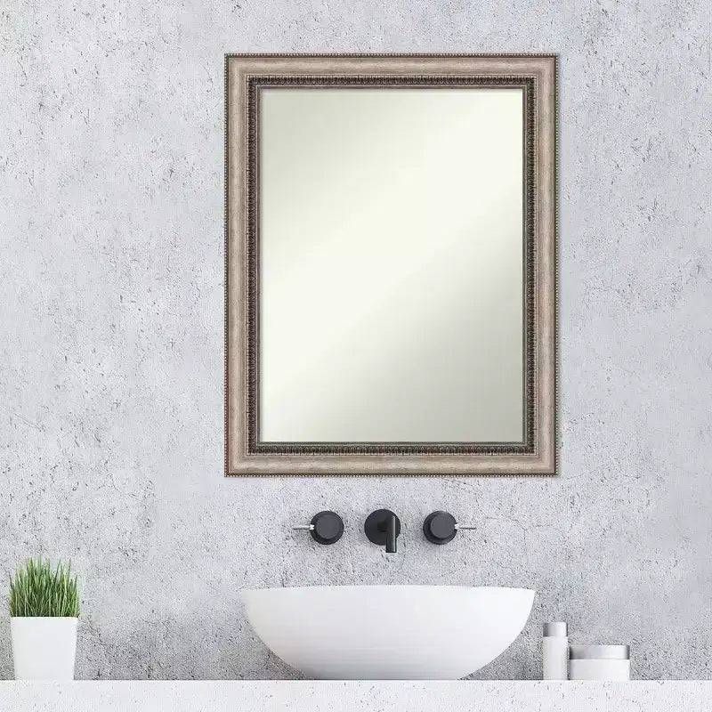 Miroir mural orné Lyla de 22 po x 28 po sans biseau avec cadre, argent - Amanti Art : Quincaillerie de montage incluse