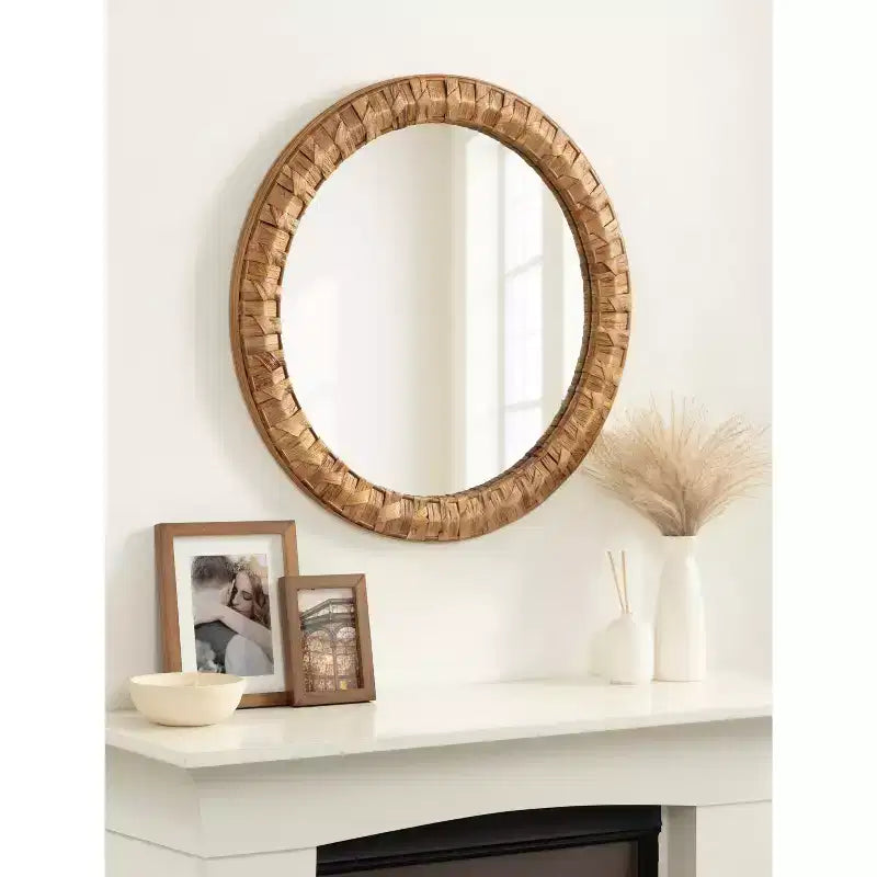 Kate & Laurel All Things Decor Miroir rond tissé Laalima 26"x26" brun rustique