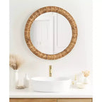 Kate & Laurel All Things Decor Miroir rond tissé Laalima 26"x26" brun rustique