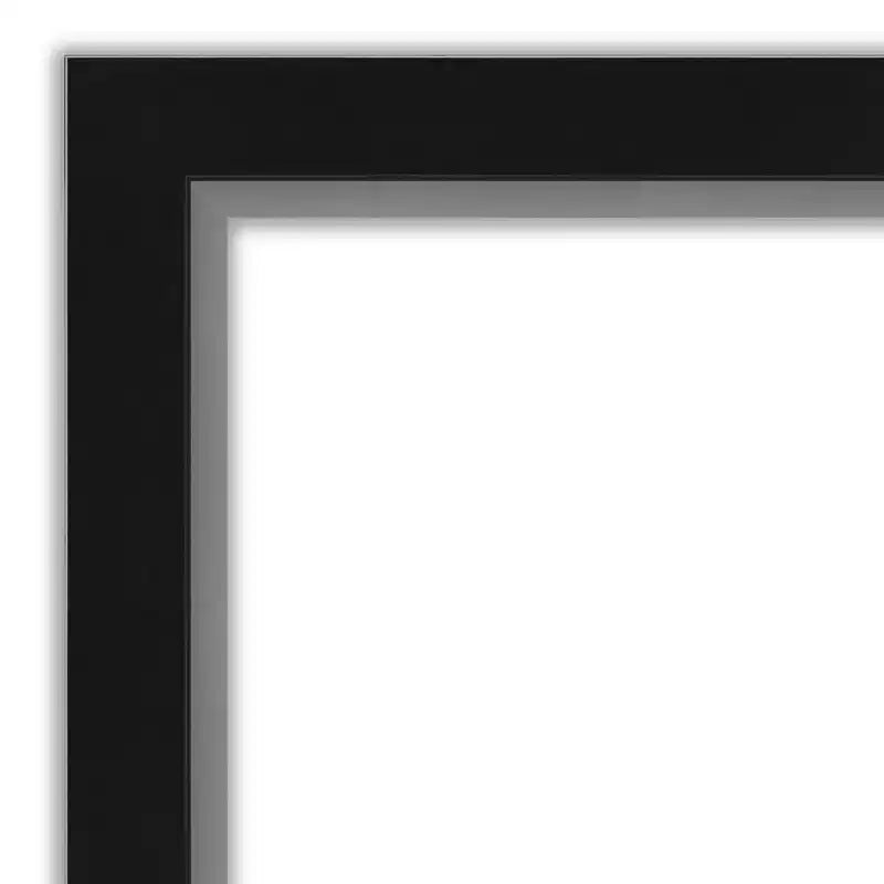 Miroir mural étroit de salle de bain en Eva noir non biseauté de 39 po x 27 po - Amanti Art : Moderne rectangulaire, cadre en polystyrène, montage mural