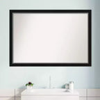 Miroir mural étroit de salle de bain en Eva noir non biseauté de 39 po x 27 po - Amanti Art : Moderne rectangulaire, cadre en polystyrène, montage mural