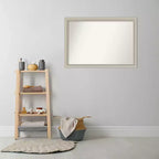 Miroir mural de salle de bain en bois étroit argenté Romano non biseauté de 40 x 28 po - Amanti Art : Rectangle moderne, mural
