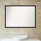 Miroir mural de salle de bain non biseauté 40 po x 29 po noir de jais - Amanti Art : Rectangulaire, cadre en polystyrène, fixation murale