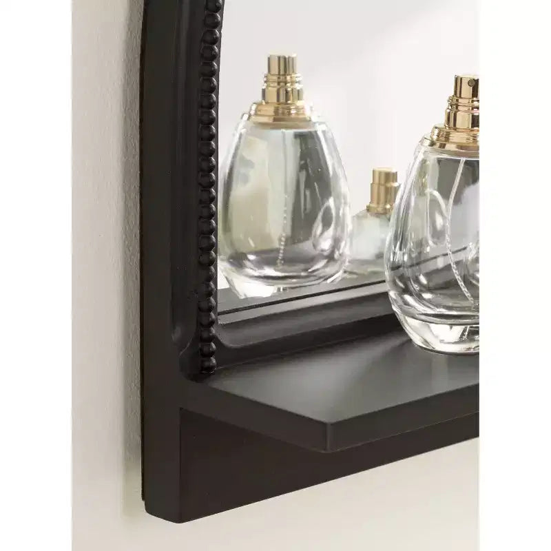 Miroir décoratif arche Dellona de 61 x 51 cm avec étagère, noir, de Kate & Laurel