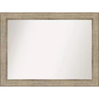 44" x 33" Non-Beveled Trellis Silver Wood Bathroom Wall Mirror - Amanti Art: Modern Style, Wood Frame, Wall Mounted