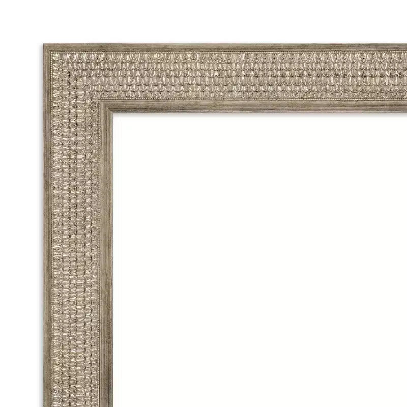 Miroir mural de salle de bain en bois argenté Amanti Art, 112 x 84 cm, sans biseau : style moderne, cadre en bois, fixation murale