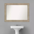 Miroir mural de salle de bain en bois argenté Amanti Art, 112 x 84 cm, sans biseau : style moderne, cadre en bois, fixation murale
