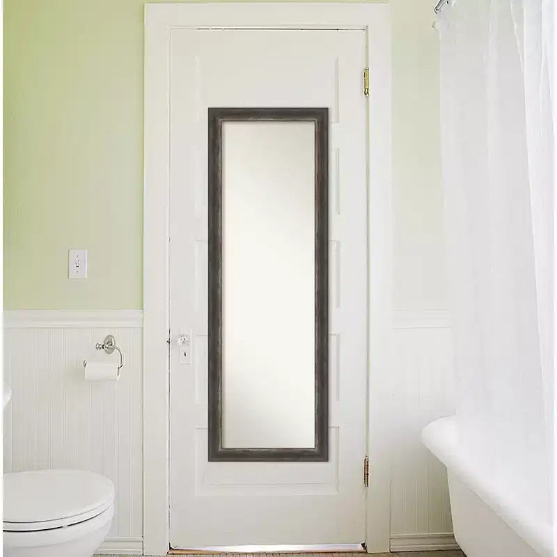 Miroir de porte encadré rustique écorce anthracite 45,7 x 132 cm – Amanti Art : Cadre en polystyrène, quincaillerie de montage incluse